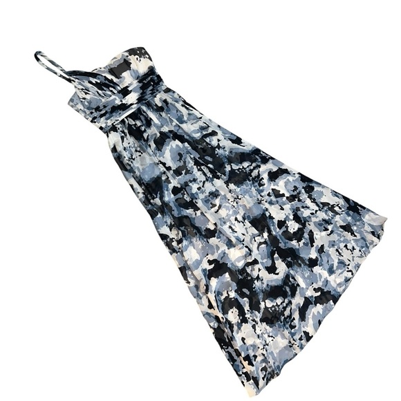 BCBG 100% Silk Shell Camo One Shoulder Evening Prom Full Length Dress, Size 0 - Picture 2 of 11